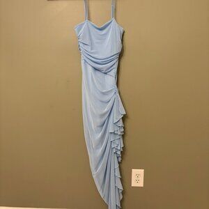SHEIN Baby Blue Formal Evening Gown, Ruffle & Rouching, Size XS (US 2)